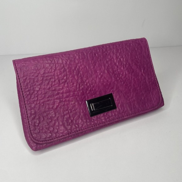 Shiraleah Clutch Pink Fuchsia Faux Leather Vegan Small Clutch - Picture 1 of 13